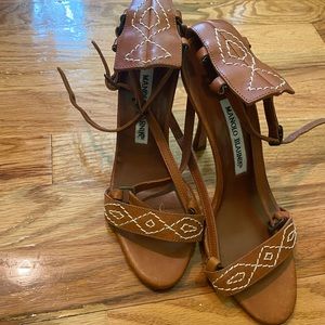 Brown Manolo Blahnik strappy sandal size 37